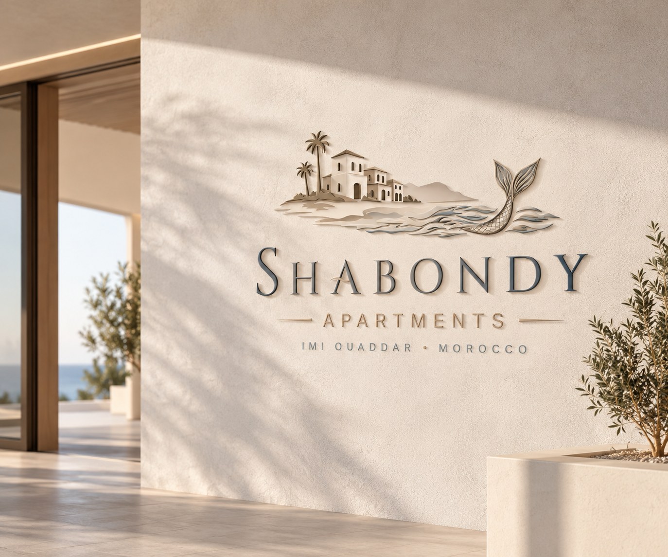 Shabondy identity – logo on the apartment wall