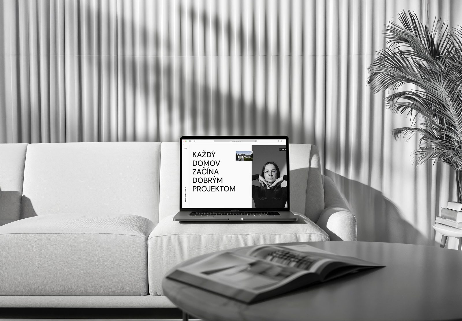 Website for an architect on a laptop in an interior